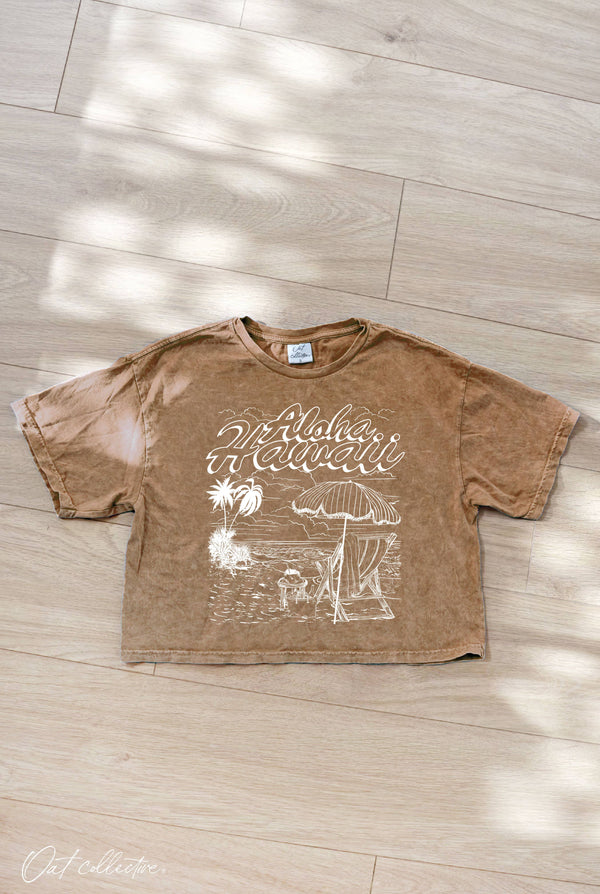 ALOHA HAWAII Cropped Mineral Graphic Top