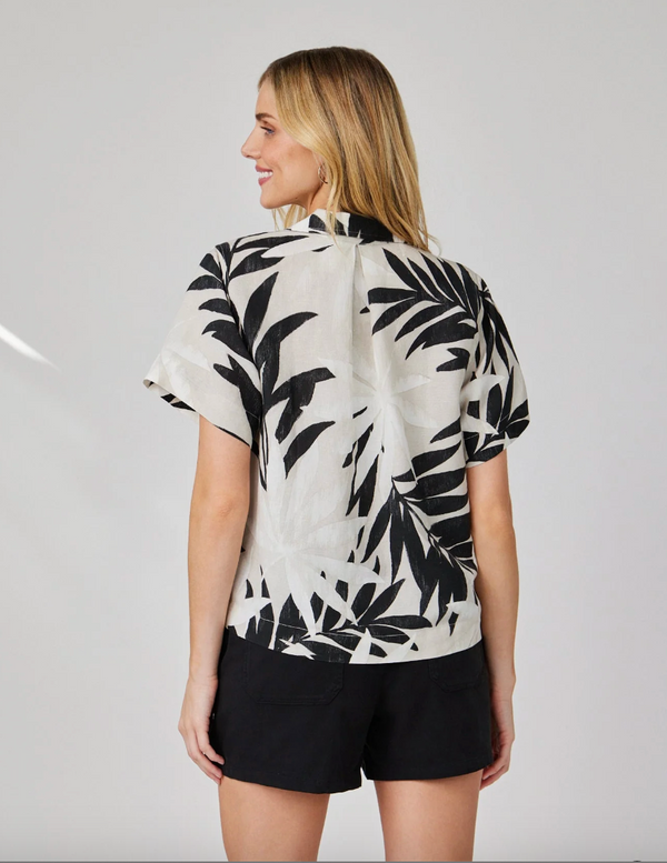 Short Sleeve Flowy Button Down - Maui Palm