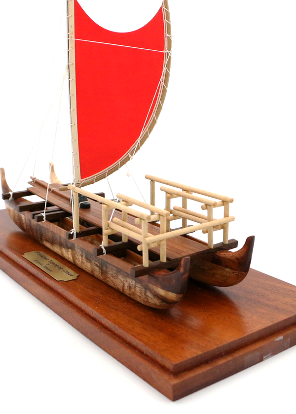 Koa Wood Voyaging Red Sail Canoe
