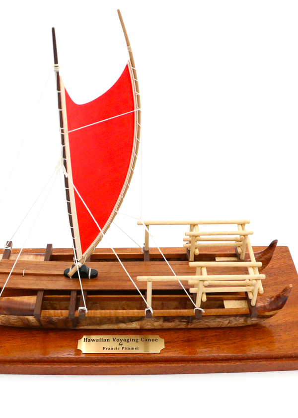 Koa Wood Voyaging Red Sail Canoe