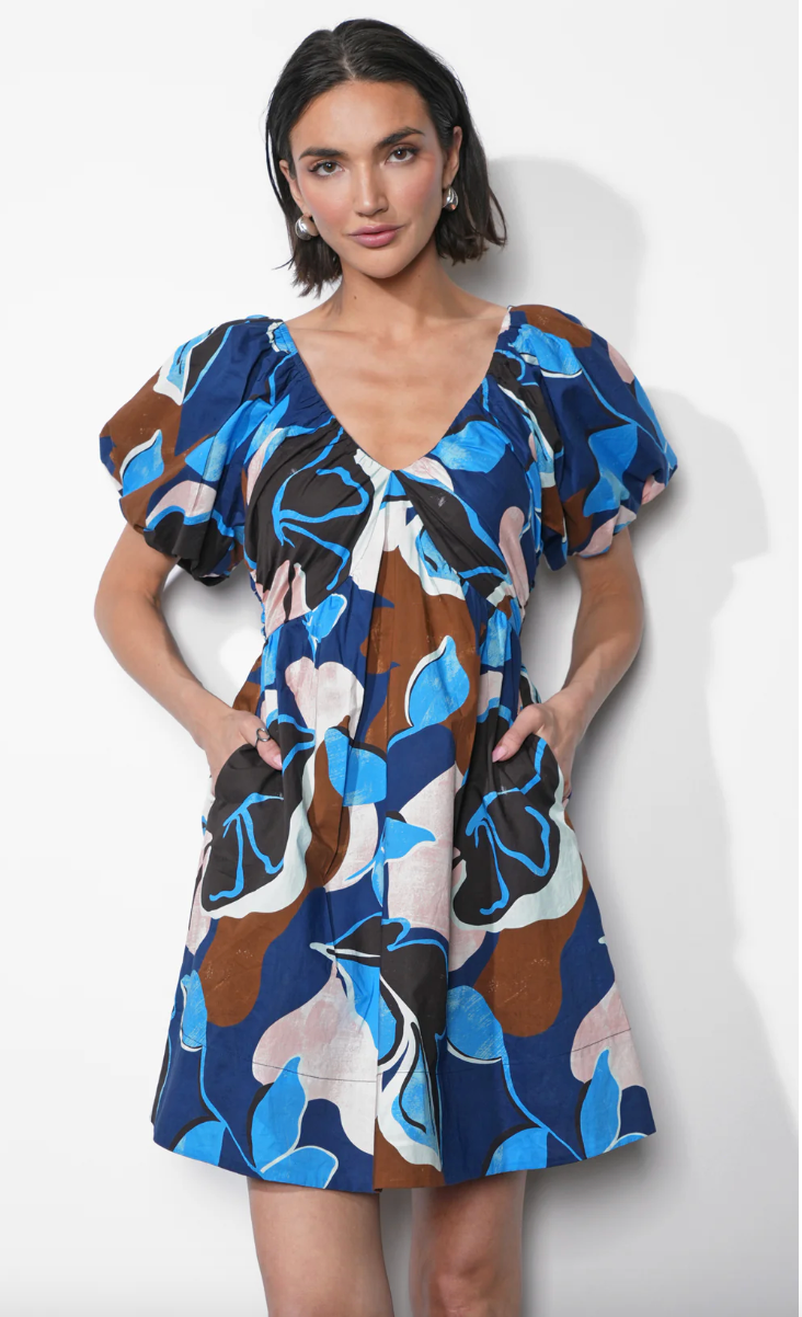 Fannie Mini Dress in Navy Multi