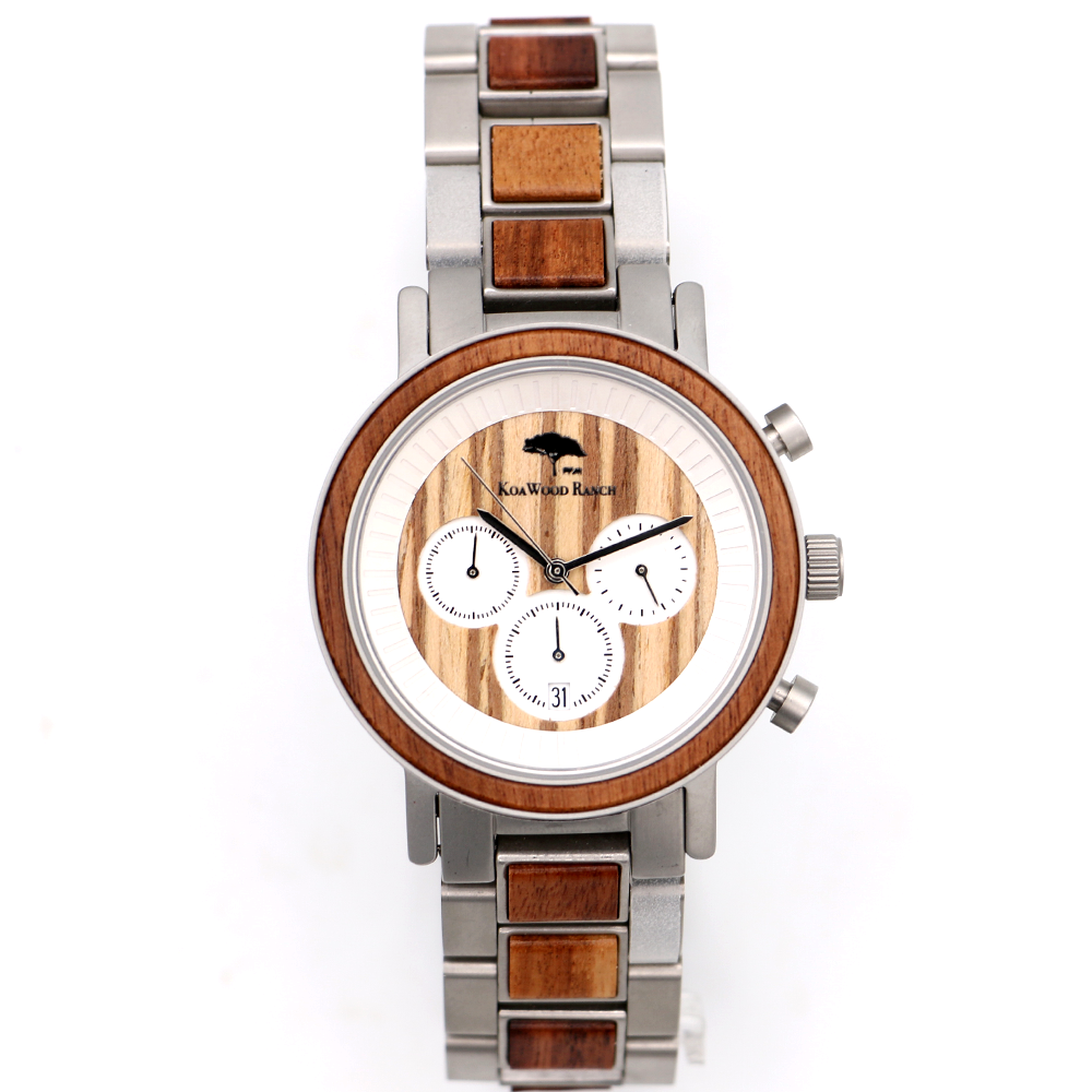 Koa Classic - Hawaiian Koa and Steel Watch | KoaWood Ranch Koa Classic - Hawaiian Koa and Steel Watch | KoaWood Ranch