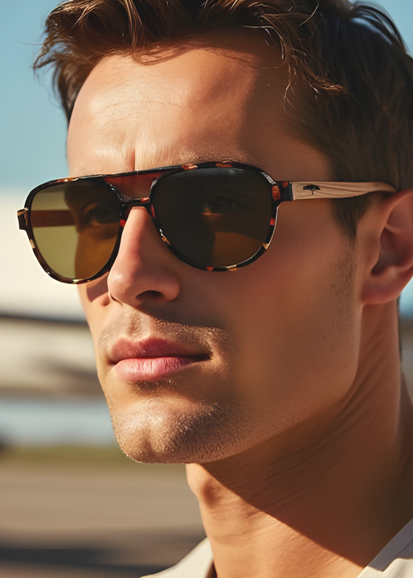 Aviator Koa Sunglasses - Brown Tortoise