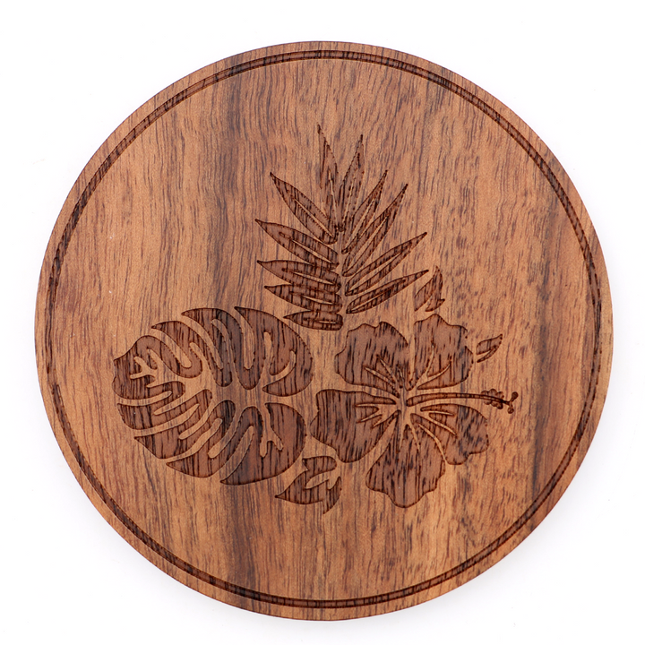 Koa Wood Coasters Flora