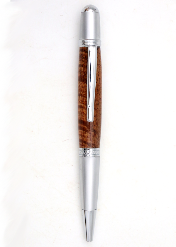 Hawaiian Koa Wood Gatsby Pen - Chrome/Satin Chrome
