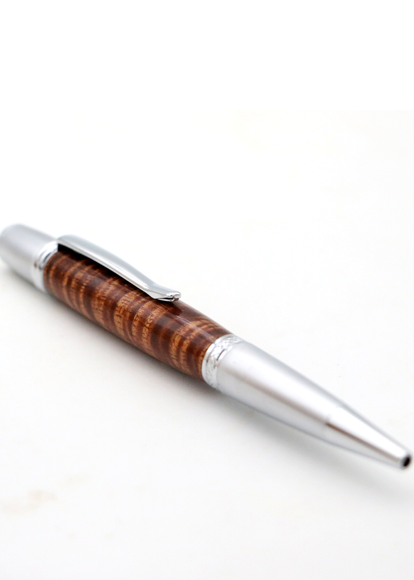 Hawaiian Koa Wood Gatsby Pen - Chrome/Satin Chrome