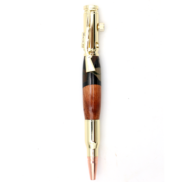 Hawaiian Koa Wood and Resin Rifle Pen with Bolt Action