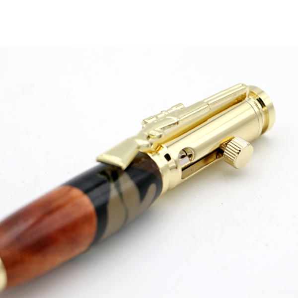 Hawaiian Koa Wood and Resin Rifle Pen with Bolt Action