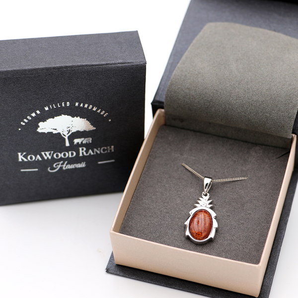 Pineapple Sterling Silver Koa Inlay Pendant