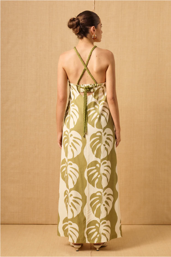 Midsummer Palm Strapless Dress