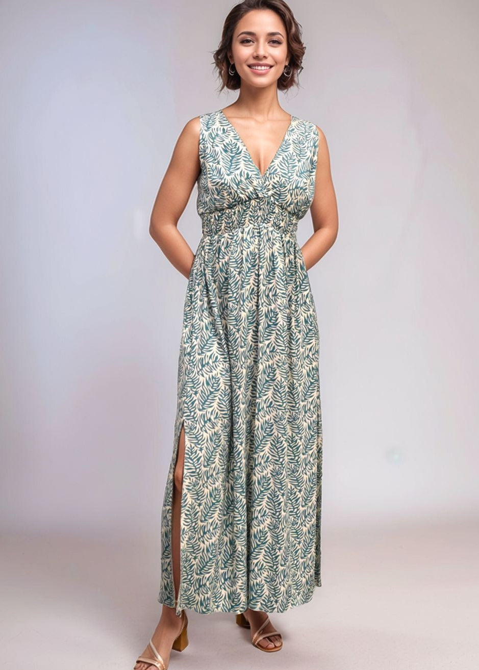 Noelle Maxi Dress in Fiori Ocean by Khush Clothing | KoaWood Ranch X-Large Noelle Maxi Dress in Fiori Ocean by Khush Clothing | KoaWood Ranch X-Large