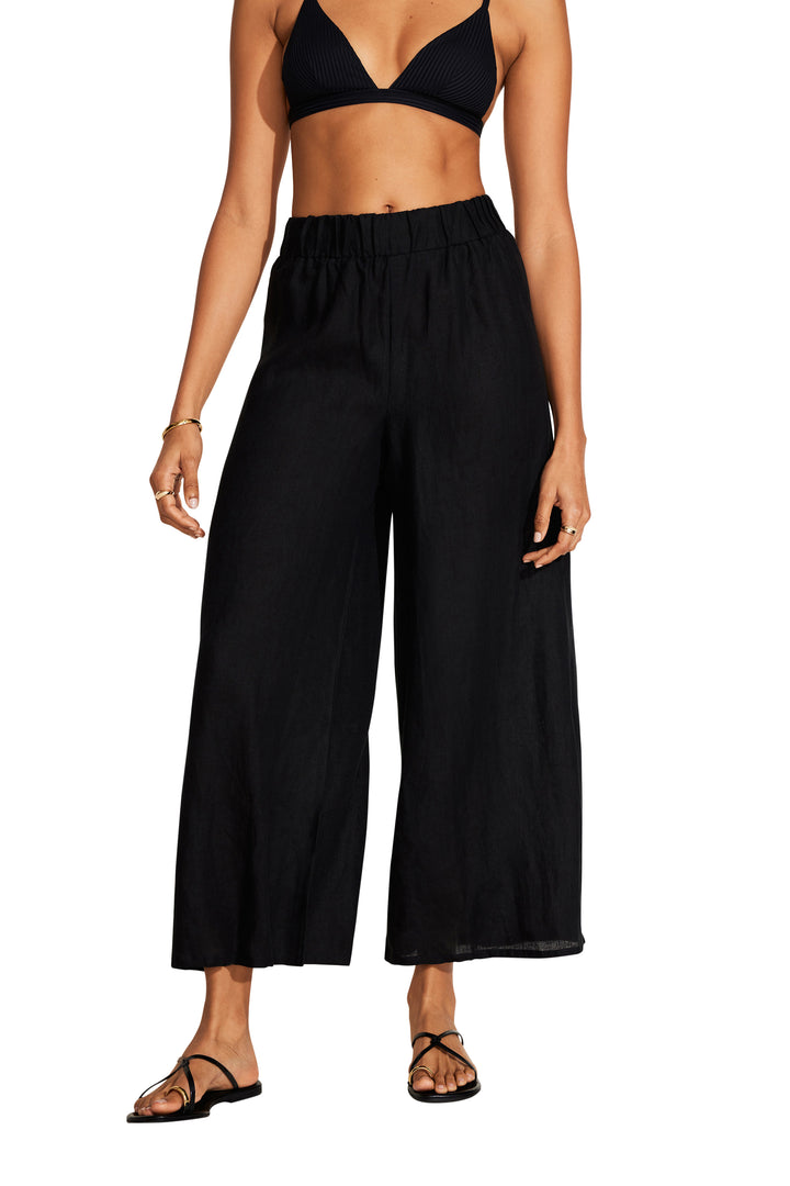 Tallows Pant in Black Linen