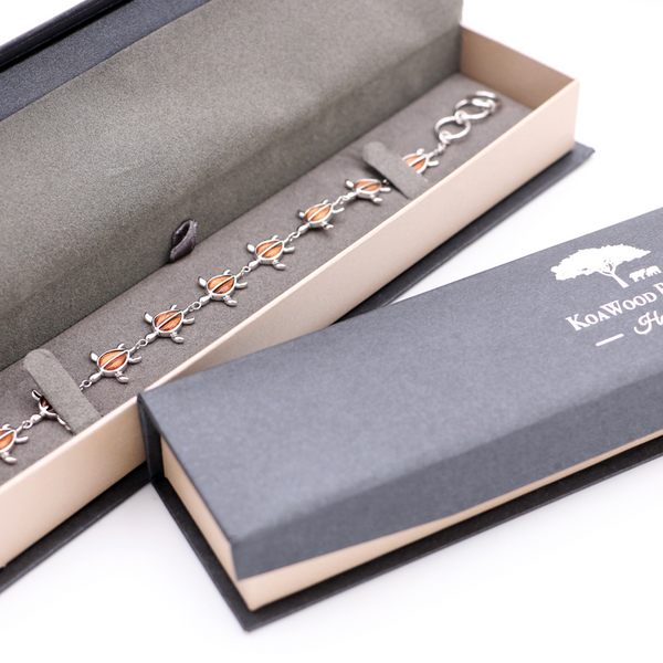 Koa Wood and Silver All Honu Bracelet