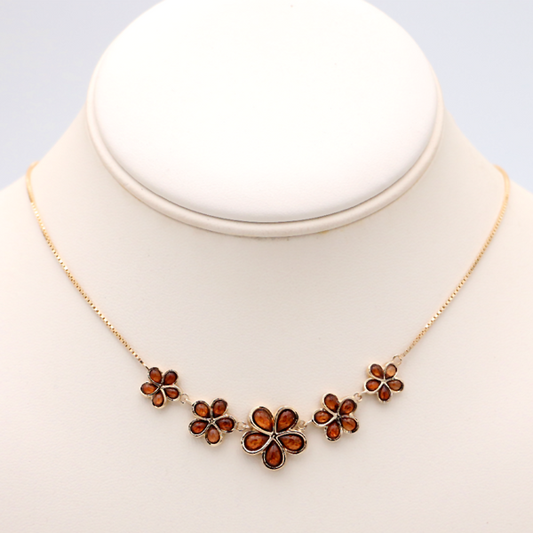 14k Gold 5 Plumeria Koa Inlay Necklace