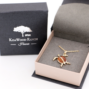 14k Gold Honu Koa Inlay Pendant