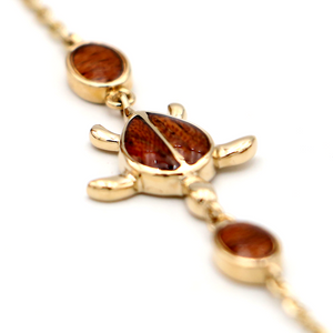 14k Gold Honu and Koa Wood and Bracelet