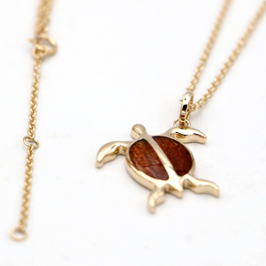 14k Gold Honu Koa Inlay Pendant