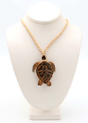 Carved Honu Bone Pendant Necklace