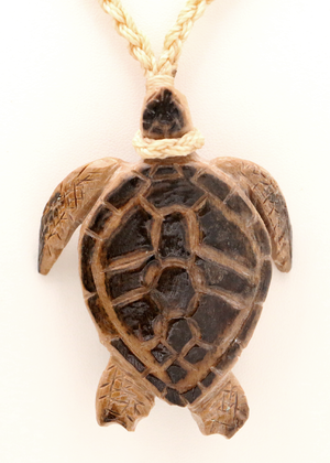 Carved Honu Bone Pendant Necklace