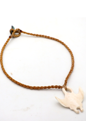 Carved Manta Ray Pendant Necklace