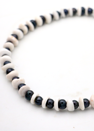 Black Pearl and Puka Shell Lei Necklace