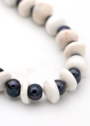 Black Pearl and Puka Shell Lei Necklace