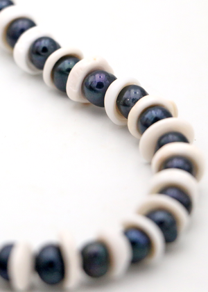 Black Pearl and Puka Shell Lei Necklace