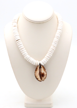 Hawaiian Puka Shell and Cowrie Shell Lei Necklace - Large