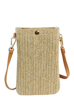 Straw Cell Phone Purse Crossbody Bag