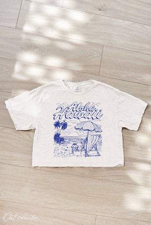 ALOHA HAWAII Cropped Mineral Graphic Top