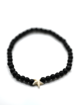 Starfish with 4mm Lava Bead Bracelet