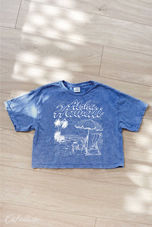 ALOHA HAWAII Cropped Mineral Graphic Top