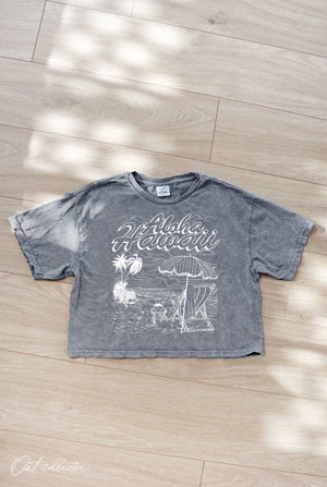 ALOHA HAWAII Cropped Mineral Graphic Top