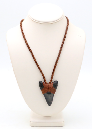 Black Megalodon Shark Tooth Pendent Necklace