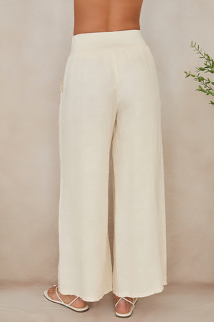 Wide Leg Linen Pants - Butter