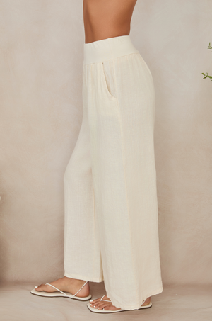 Wide Leg Linen Pants - Butter