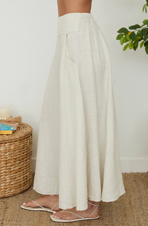 Linen Maxi Skirt - Beige