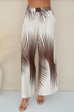 Sunburst Print Pants - Camel