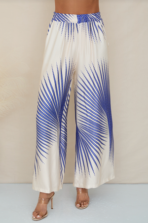 Sunburst Print Pants - Cobalt