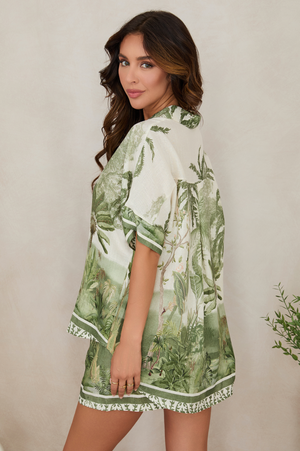 Tropical Palm Button Down Short Sleeve - Green