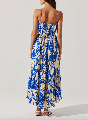 Sarina Linen-Blend Maxi Dress - Blue Tropical