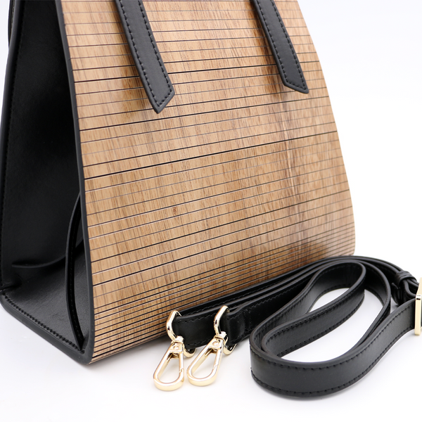 Acacia Wood Top Handle Handbag