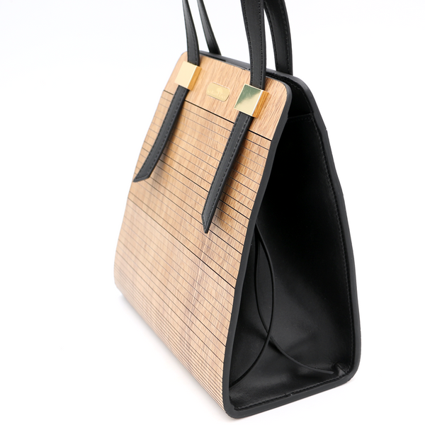 Acacia Wood Top Handle Handbag