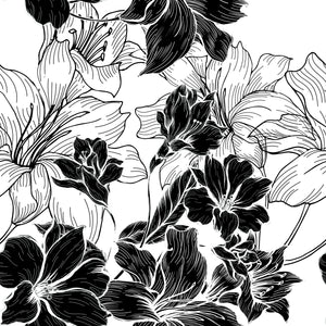 Waikiki Shorts - Black Lilies on White