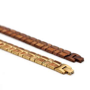 Koa and Stainless Steel Arrow Bracelet Mens - Gold