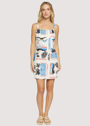 Azure Paradiso Mini Dress - Cream and Blue