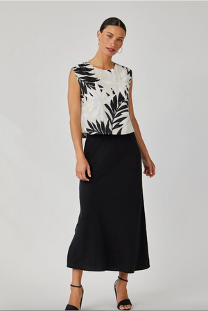 Boxy Button Back Top - Maui Palm