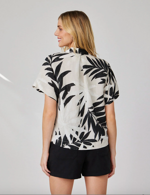 Short Sleeve Flowy Button Down - Maui Palm