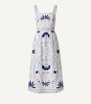 Carmen Midi Dress in Liliana Blue Surf