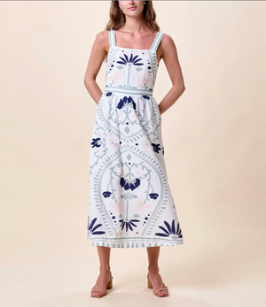Carmen Midi Dress in Liliana Blue Surf
